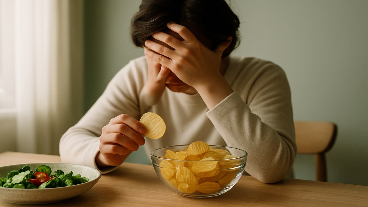 Harvard Study Reveals 32% Higher Depression Risk with Ultra-Processed Foods — illustration